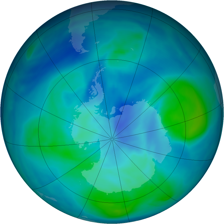 Antarctic ozone map for 25 February 2005